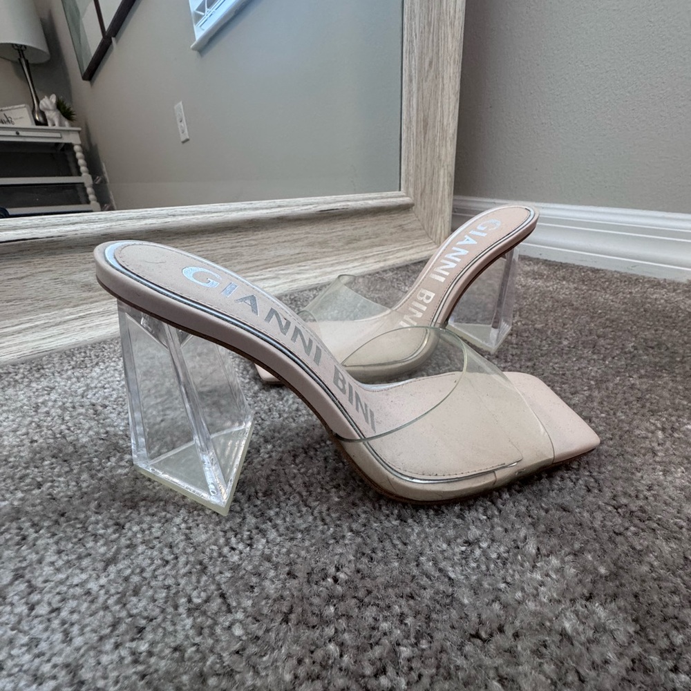 Gianni Bini Women's Clear Heeled Mules - Cream